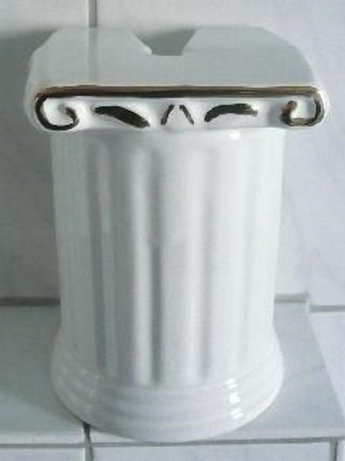 WC-Bürstengarnitur aus Keramik Form Säule weiß gold