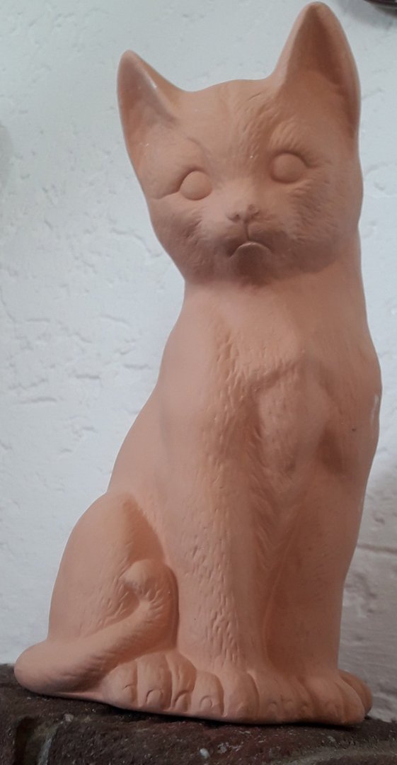 Tierurne aus Keramik in Form einer Katze Dekor Natur terra